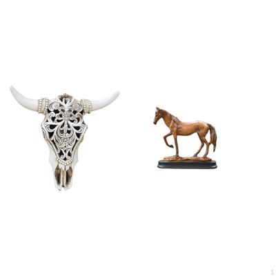 Tribal Bull Head Wall Hanging Sculpture And Modern Horse Resin Animal Statue Art Craft Ornament for