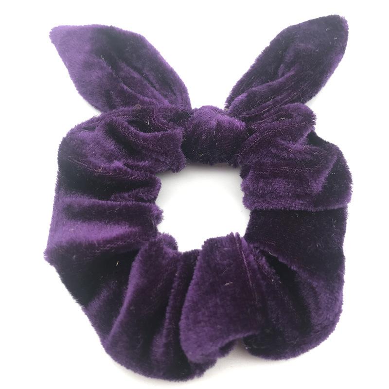 Korean Style Velour Rabbit Ear Scrunchie for Face Washing фиолетовый