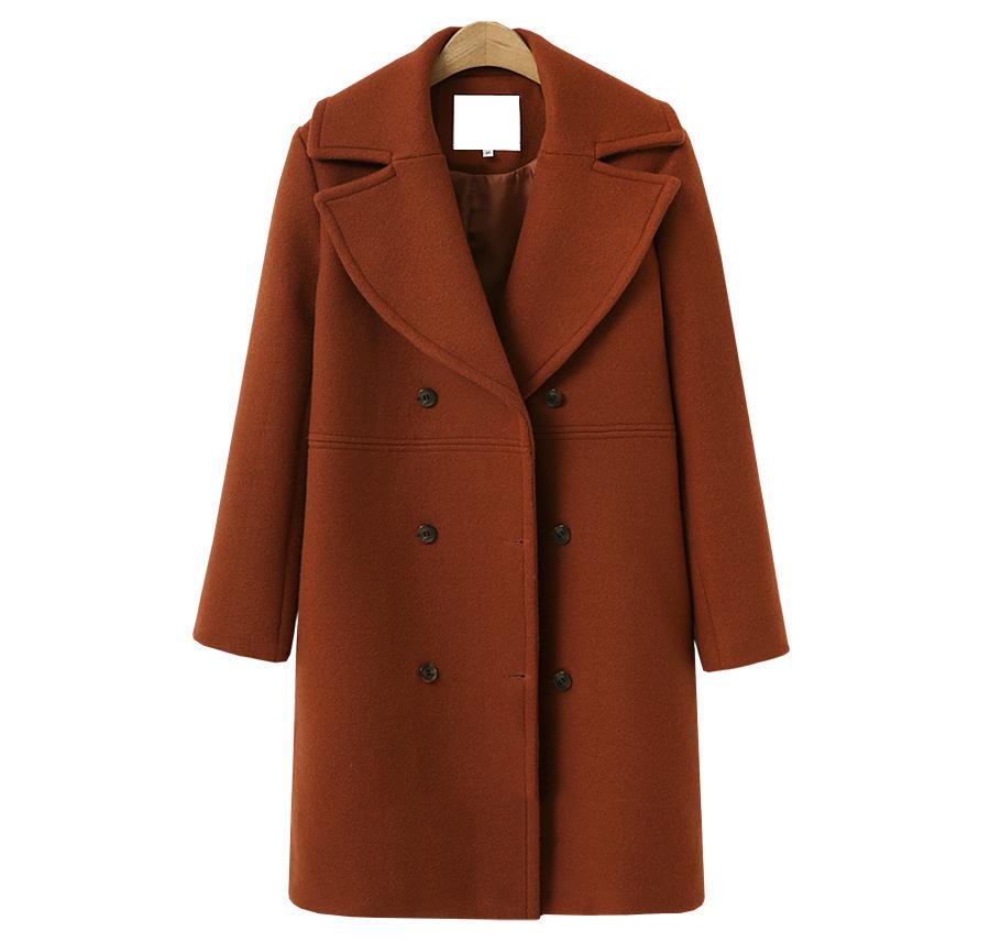 European & American Plus Size Women's Double-Breasted Wool Trench Coat - Autumn/Winter Mid-Length