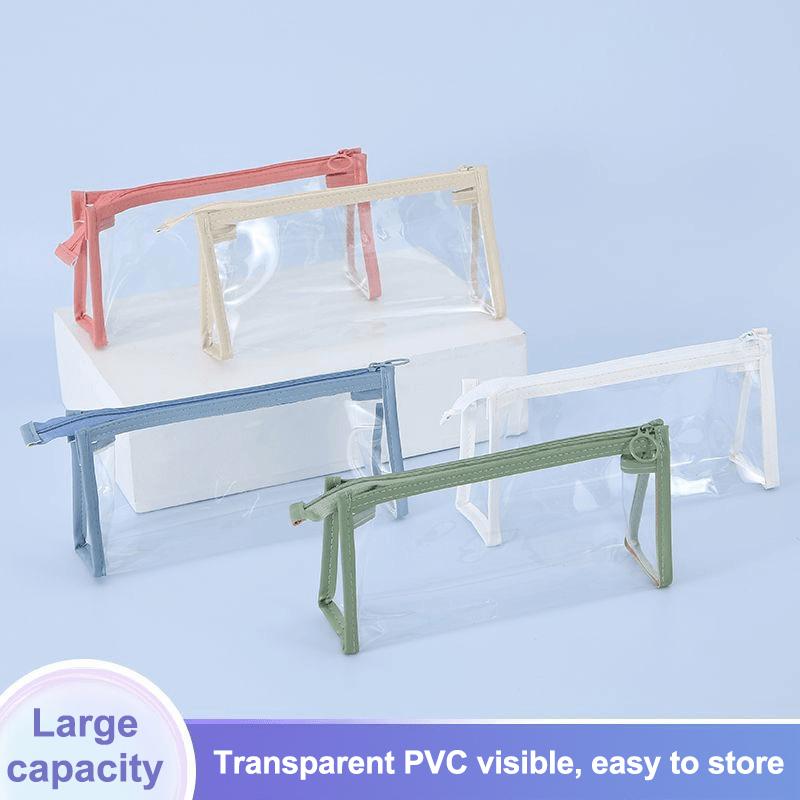 Penar Simplu Transparent Capacitate Mare Impermeabil Sac pentru Pixuri Geantă Cosmetică Papetărie Școlară pentru Studiu Rechizite de Birou