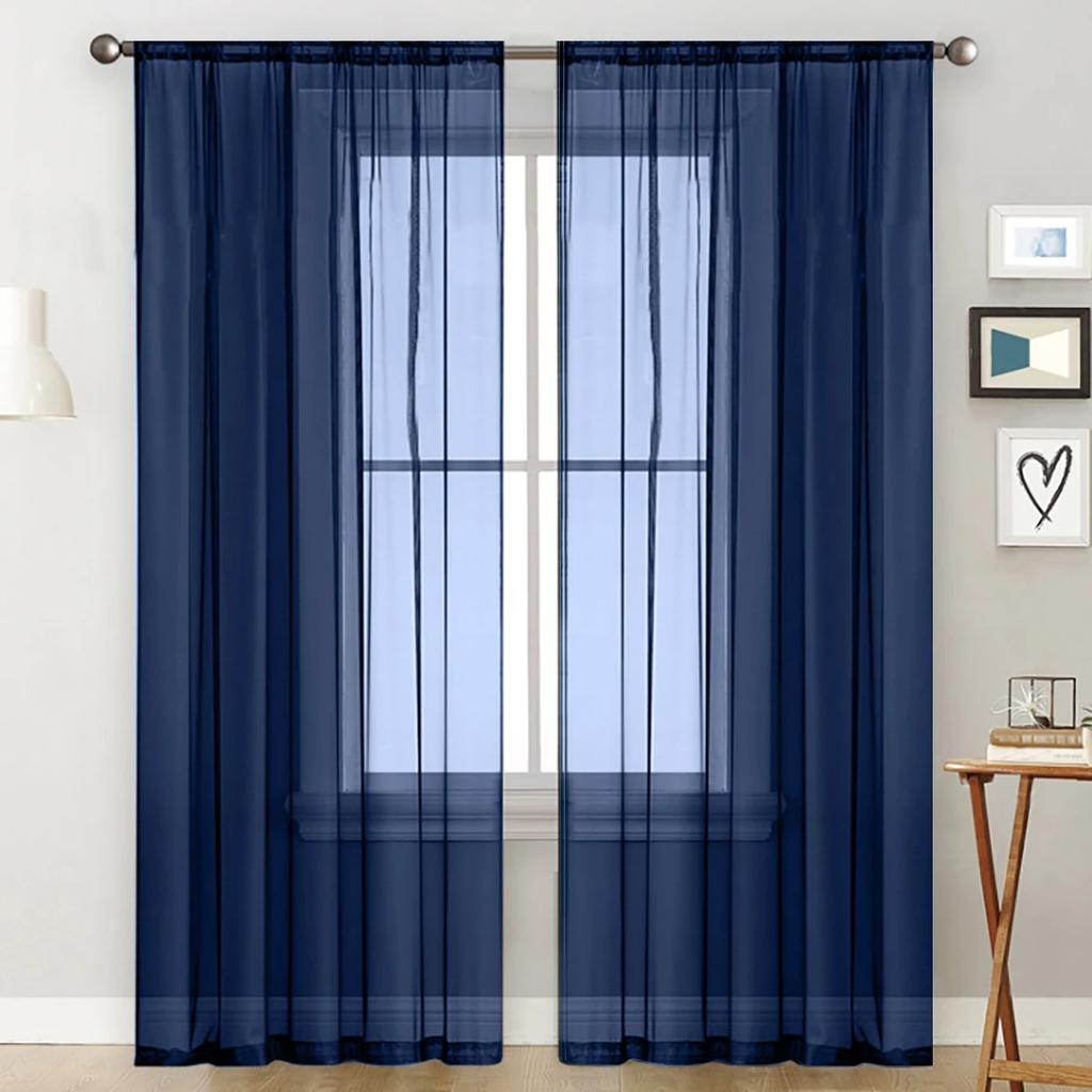 1pc Modern Solid Colour Sheer Curtain, Curtains for Living Room, Bedroom, Home Decoration, French Window Screen with Rod Pocket