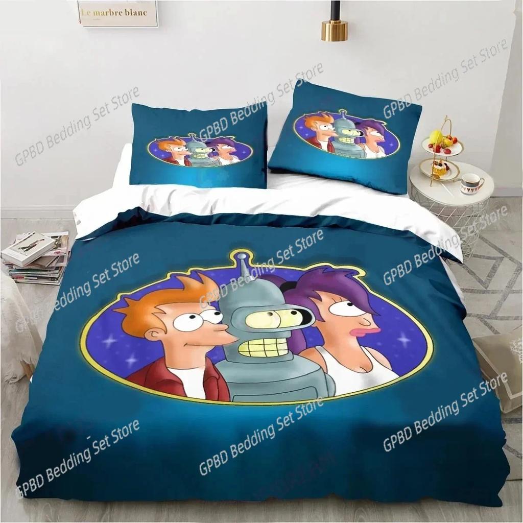 Cartoon Futuramas Bender Bedding Set Duvet Cover Bed Set Quilt Cover Pillowcase Comforter king Queen Size Boys Adult Bedding Set