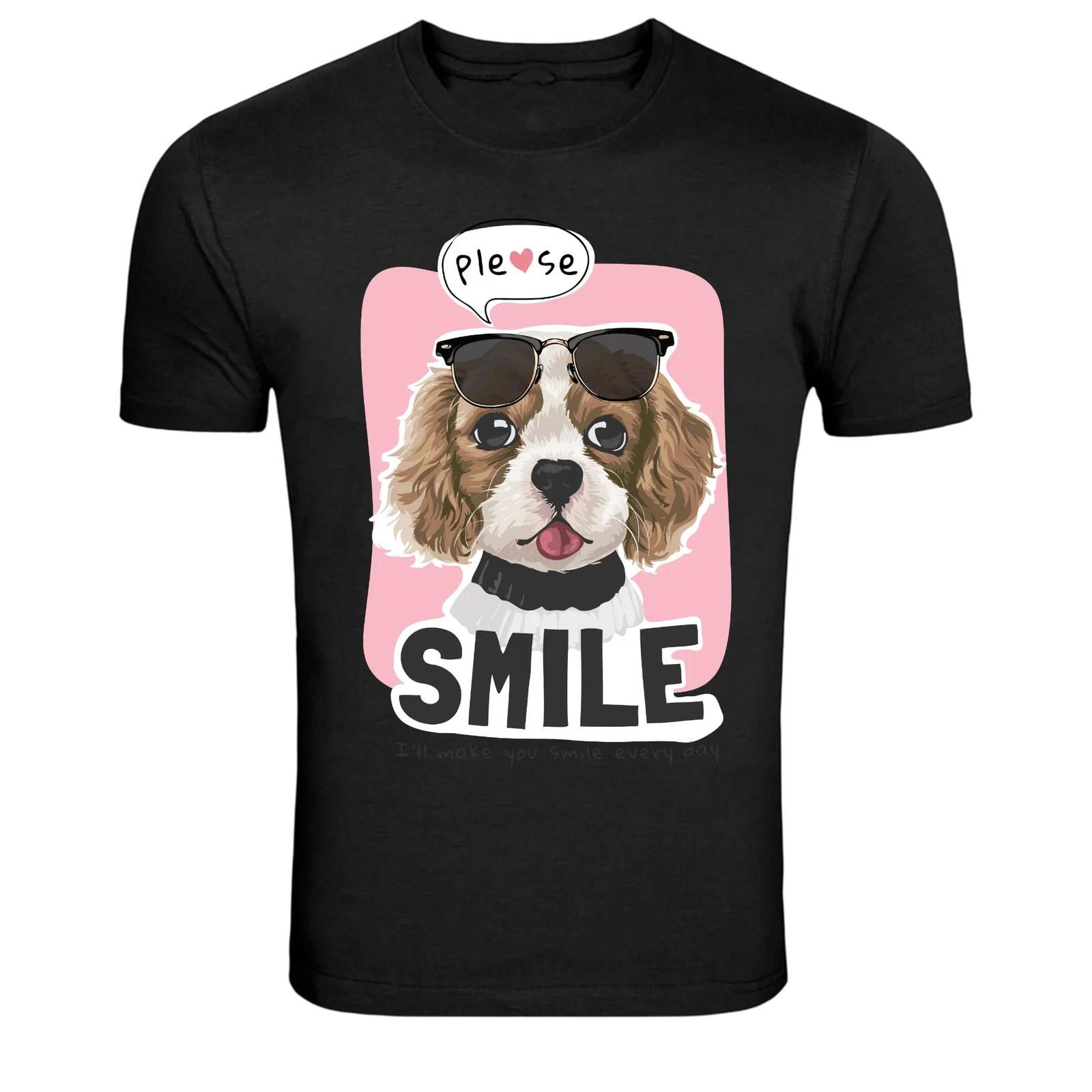 Cute Dog Smile Graphic T Shirt Funny Puppy Cartoon Tee XL