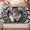 3D Rat Optical Illusion Carpet Front Door Mat Realistic Stone Road Mouse Peeking Welcome Rug for Indoor Entrance Home Decor
