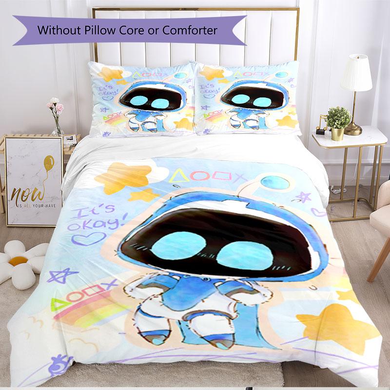 3pcs Duvet Cover Set (1*Duvet Cover + 2*Pillowcase, Without Core), Cosmic Bot Crew Print Soft All‑Season Bedding Set, Home Bedroom Decor Gift