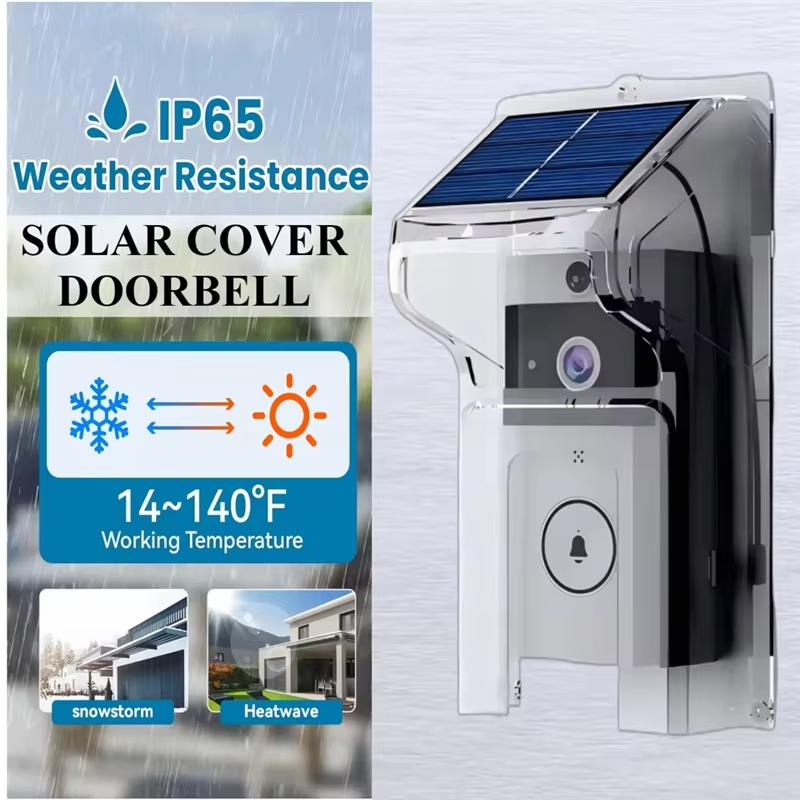 Videocitofono HD Wireless Solare Visione Notturna Infrarossi Rilevamento Intelligente del Movimento Interfono Bidirezionale Con Copertura Antipioggia