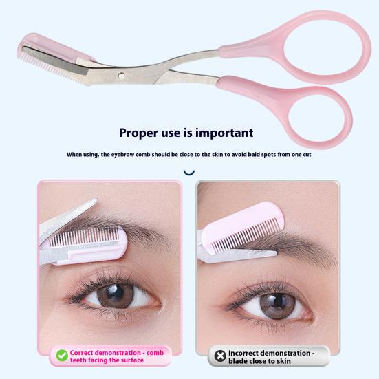 Yousheng Eyebrow Trimming Scissors with Comb Stainless Steel Non-Slip Precision Eyebrow Trimmer Men Women Brow Hair Removal Grooming Tool