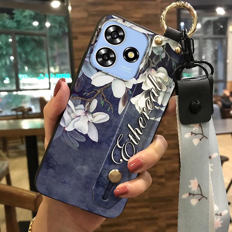 Fashion Design Soft case Phone Case For ZTE Blade A73 4G/V50 Smart Silicone Lanyard Shockproof Back Cover Dirt-resistant