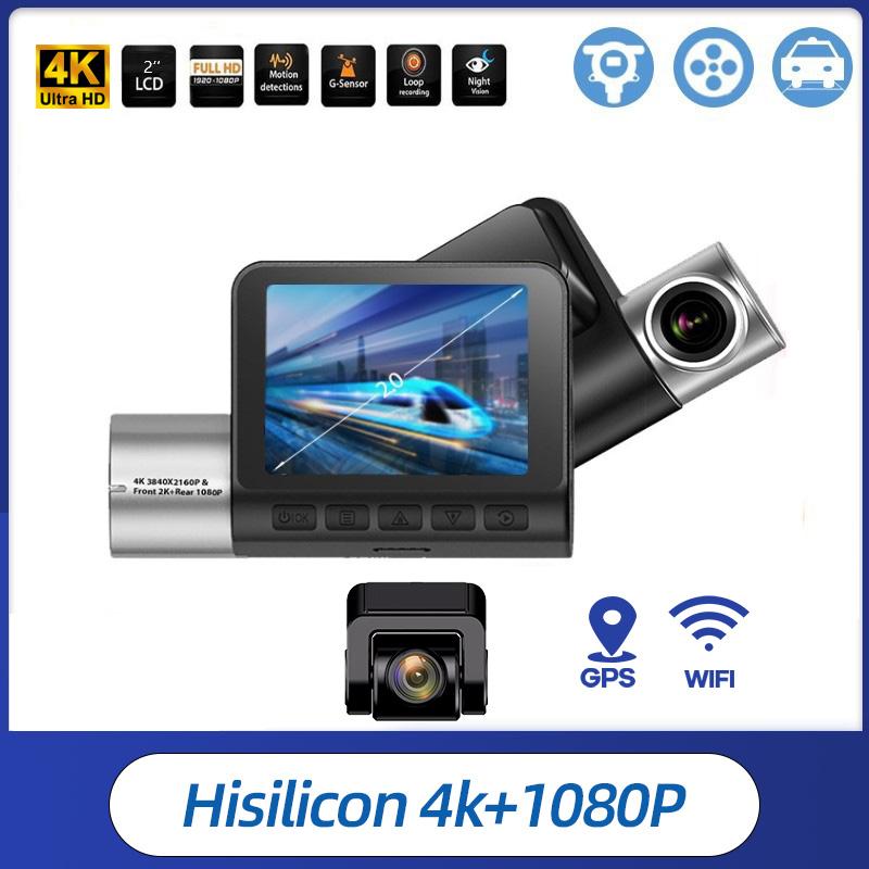 

E-ACE 4K Автомобильный видеорегистратор ADAS GPS WIFI Ultra HD Двойная камера DVR 1080P Камера заднего вида Видеорегистратор Черный ящик No TF Card