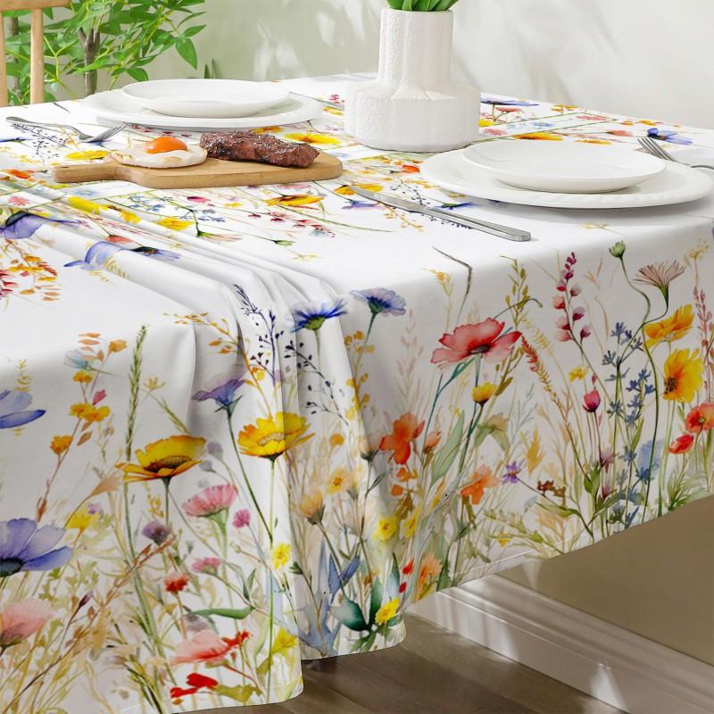 Waterproof Oil-Resistant Tablecloth With Floral Garden Print Modern Minimalist Dining Table Cover Square Washable
