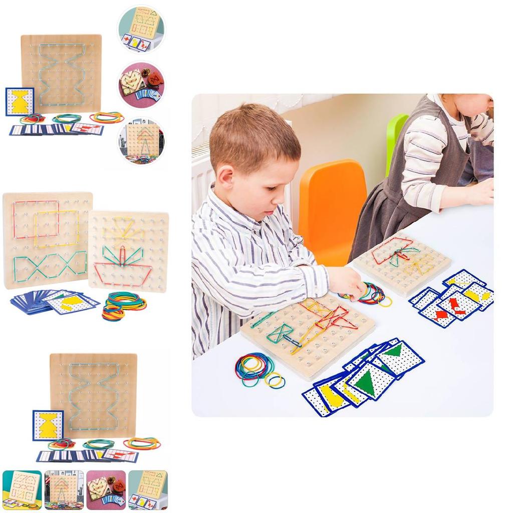 Creative Montessori Educational Wooden Peg Board For Cognitive Geometry And Color Recognition