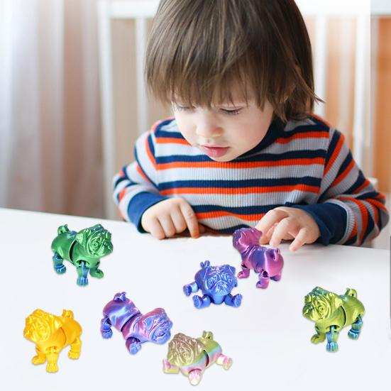 3D Printed Dog Model Collectible Fidget Toy Puppy Ornament with Movable Joints Flexible Stress Relief