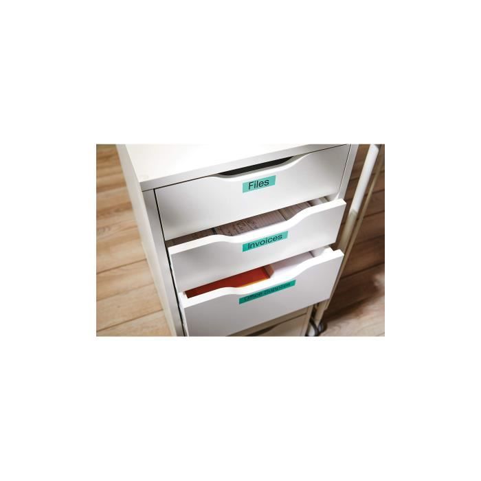 Etiquettes - DYMO - LabelManager cassette ruban D1 19mm x 7m - Noir sur vert - Adhésif amovible