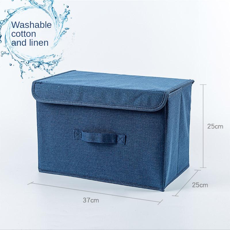 Tlustý úložný box Skládací box na oblečení Vysoce kvalitní úložný box z bavlny a lnu s víkem Úložný box na omyvatelnou látku
