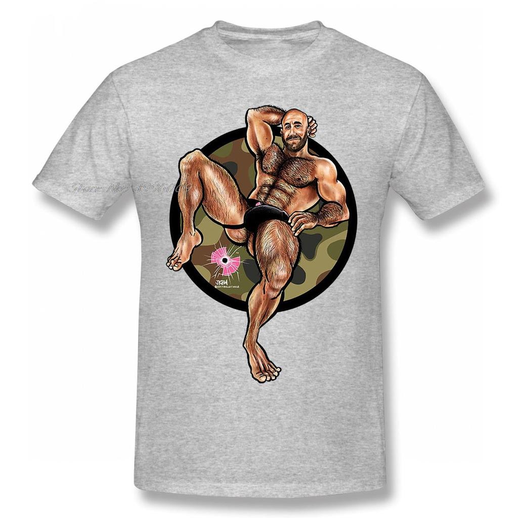 Bullethole Cammo Manspreading T Shirt Gay Interest Musclebear Muscle Bear TShirt Bubblebutt Booty Woof Bullethole T-Shirt