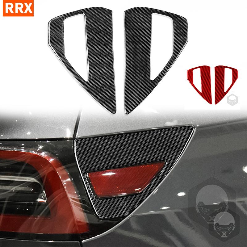 For Tesla Model Y + Model 3 2017- Real Carbon Fiber Universal Charging Port Trim Car Light Lamp Sticker Decoration Part