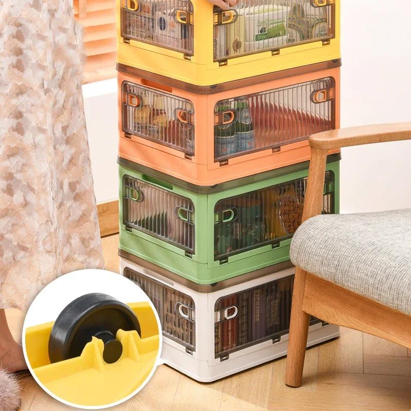 Foldable Plastic Storage Box Stackable Dormitory Fully Open Large Capacity Storage Box Thickened Toy Sundries Organizer Boxes
