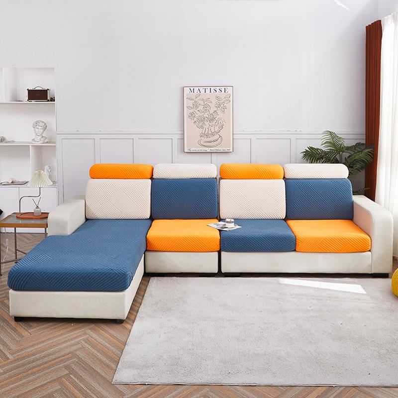 Velvet Jacquard Cushion Cover For Living Room Solid Stripe Pattern Sofa Cover Velvet Couch Cover Sofa Protector Seat Cover