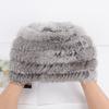 Hot Sale Women Knitted Real Rabbit Fur Hats Ladies Winter Warm Fluffy Genuine Rabbit Fur Caps Outdoor Good Elastic Fur Cap