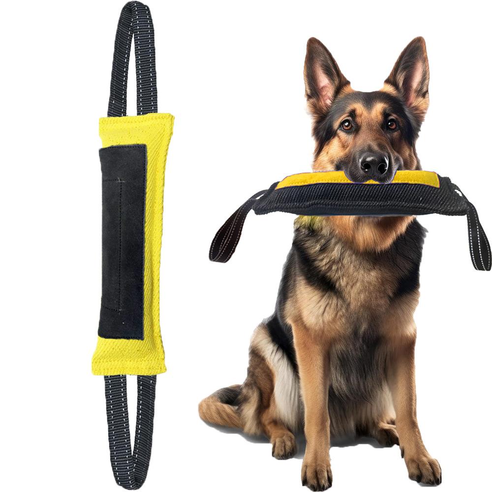 Hundetraining Beißstange reißfestes Tuch aufgenähtes Leder interaktives Tauziehen Haustierspielzeug Hundetraining Zubehör für draußen