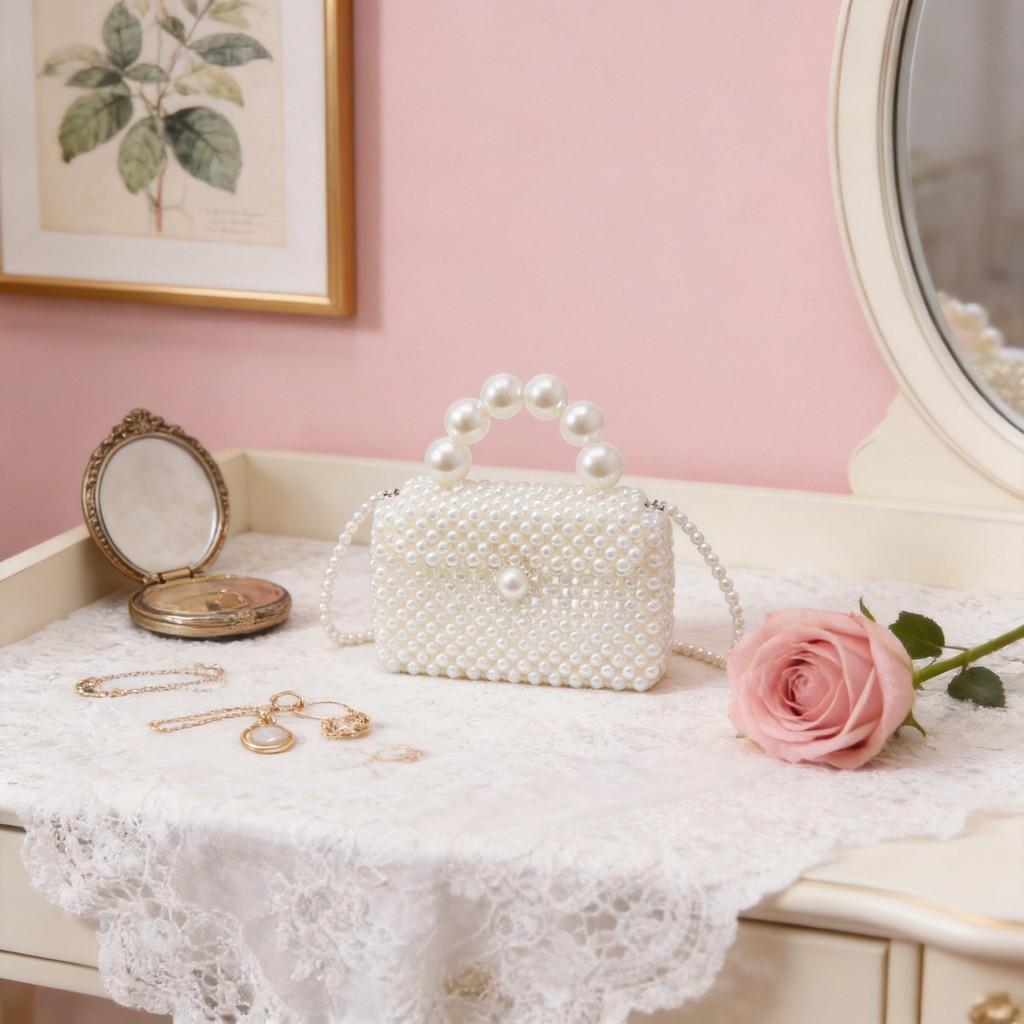 Handwoven Mini Pearl Shoulder Bag For Women With Magnetic Closure Perfect For Daily Use