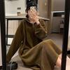 Fall Corduroy Long Sleeve Hooded Thick Warm Loose Plus Size Outerwear Fashion Winter Dress for Young Women