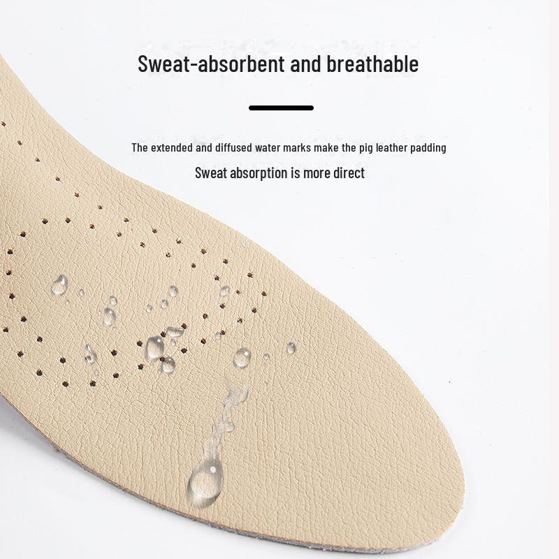 Women's Ultra-Thin Breathable Cowhide Insoles for Pointed High Heels - Self-Adhesive, Comfortable, Sweat-Absorbent, and Deodorizing.