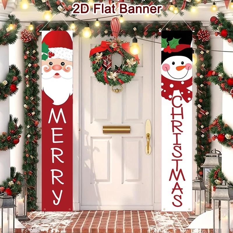 Christmas Door Decoration 2026 Merry Christmas Banner Decor for Home Hanging Xmas Ornament Navidad Happy New Year Gift 2026