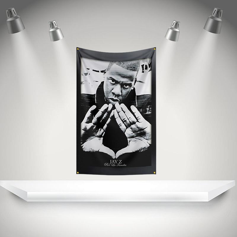 THE J-jay-z Flag Rock Music Band Banner HD Printing Tapestry Exhibition, Music Band Fans, Garage Decor