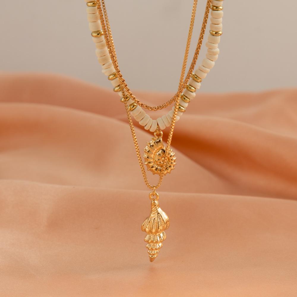 And Alloy Versatile Soft Clay Necklace Featuring Exotic Shells Perfect For Summer Outfits
