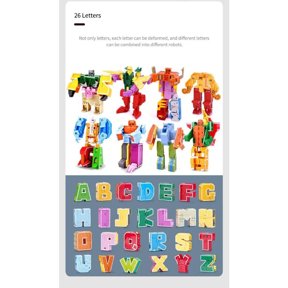 New Learning Toys 26 Letters Learnable Words Transformable  Combinable Robots Alphabet Toys For Kids Gifts Learn Play Robot Toy