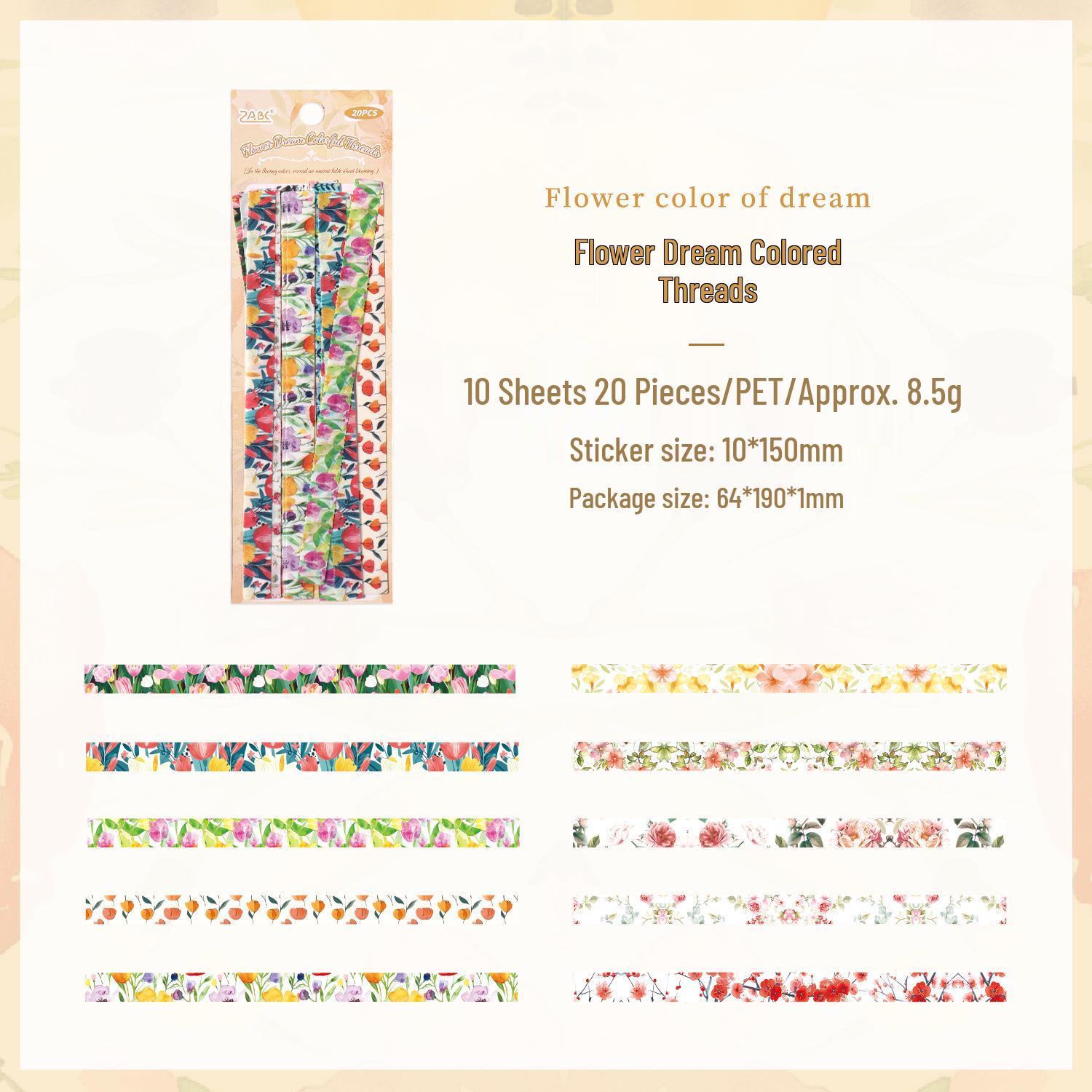 ZABC Floral Series Flat Stickers: Small Flower-Themed Journal Decorations (4 Types)