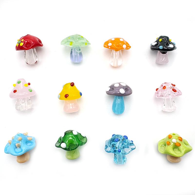 Red Umbrella Poisonous Mushroom Glass Beads for DIY Jewelry: Handmade Lampwork Beading Materials for Bracelets and Necklaces.