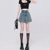 Trendy High-Waisted Pleated Denim Shorts for Women - Casual, Versatile A-Line Jeans for Spring/Summer