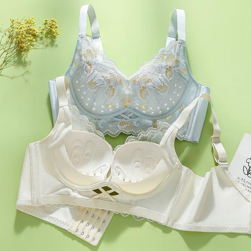 European & American Style Wireless Push-Up Lace Bra with Side Support - Comfortable & Breathable Women's Underwear