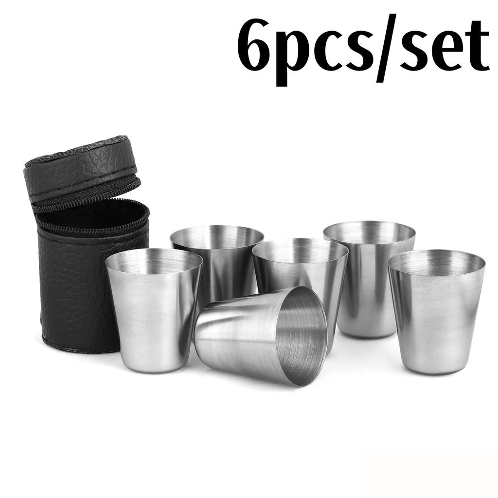 4/6pcs Stainless Steel Mini Cups Set Portable Whiskey Glasses with Case for Outdoor Picnics and Party Drinkware Multipurpose Use