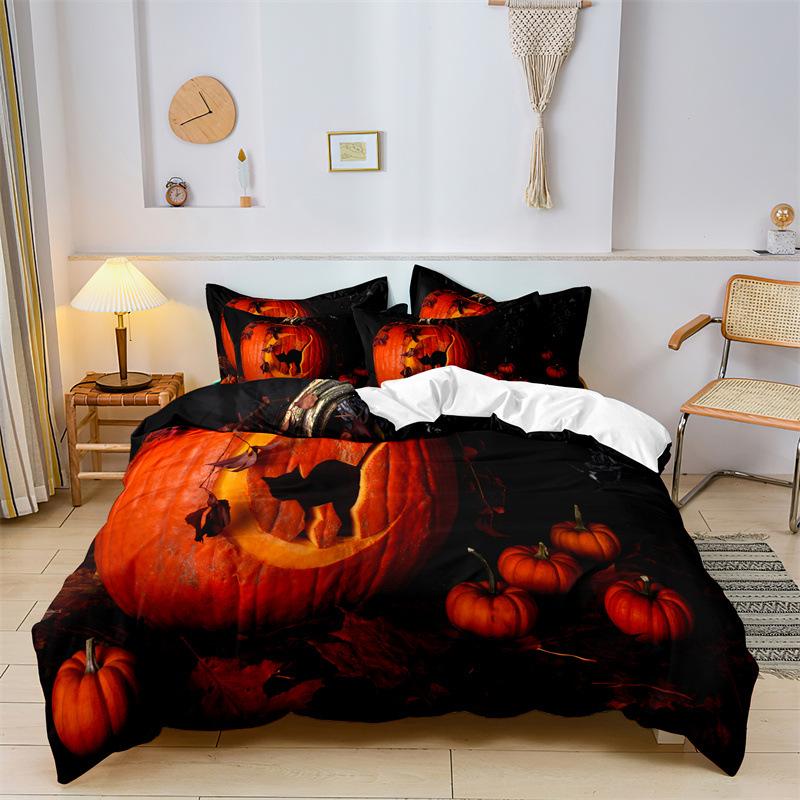 3D Gothic Horror Skull Bedding Set - Queen, Microfiber Comforter, 3-Piece Bedding Set With Pillow Shams, Black And White Horror Decor From Duvet Cover Set - Price 34.97