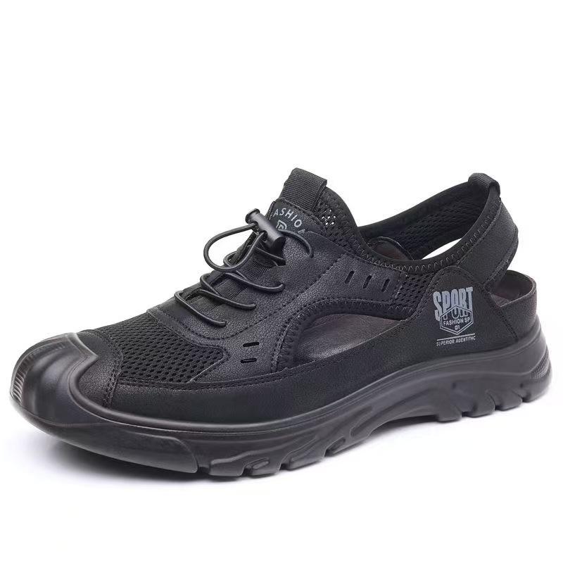 Sandals summer breathable hollow hole shoes wading shoes casual soft sole breathable hole shoes 39 чёрный