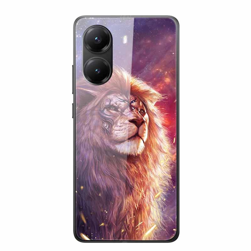 For Poco X7 Pro Glass Case Luxury Phone Back Capa Case for PocoX7pro X 7 Pro Hard Tempered Shield Animals Cartoon Lovely Cover