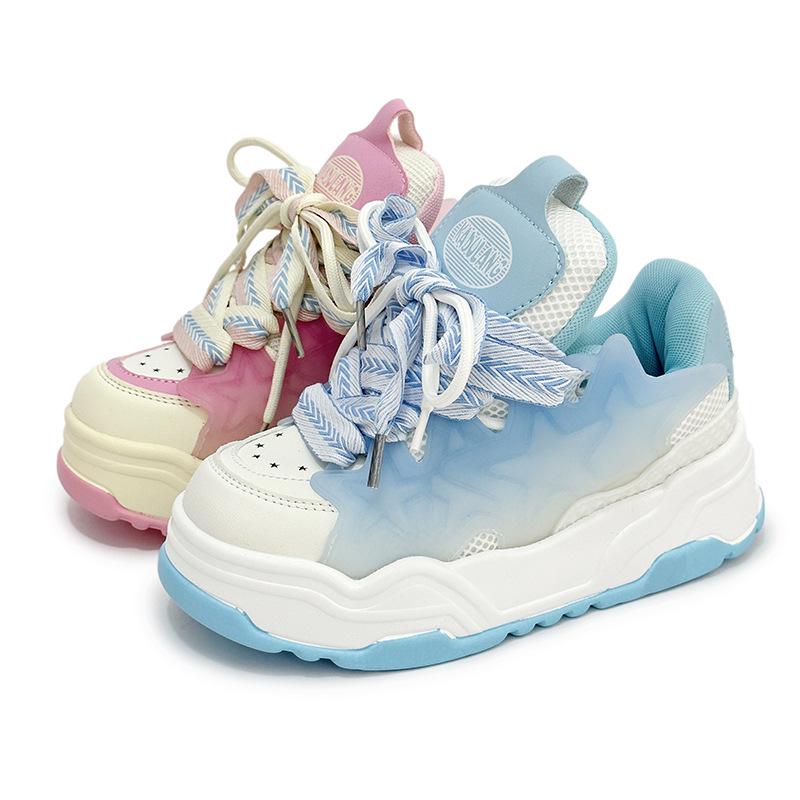 Męskie Sneakersy z Kaczuszkami na Lato 2025: Codzienne buty sportowe inspirowane celebrytami, na grubej podeszwie, dodające wzrostu.