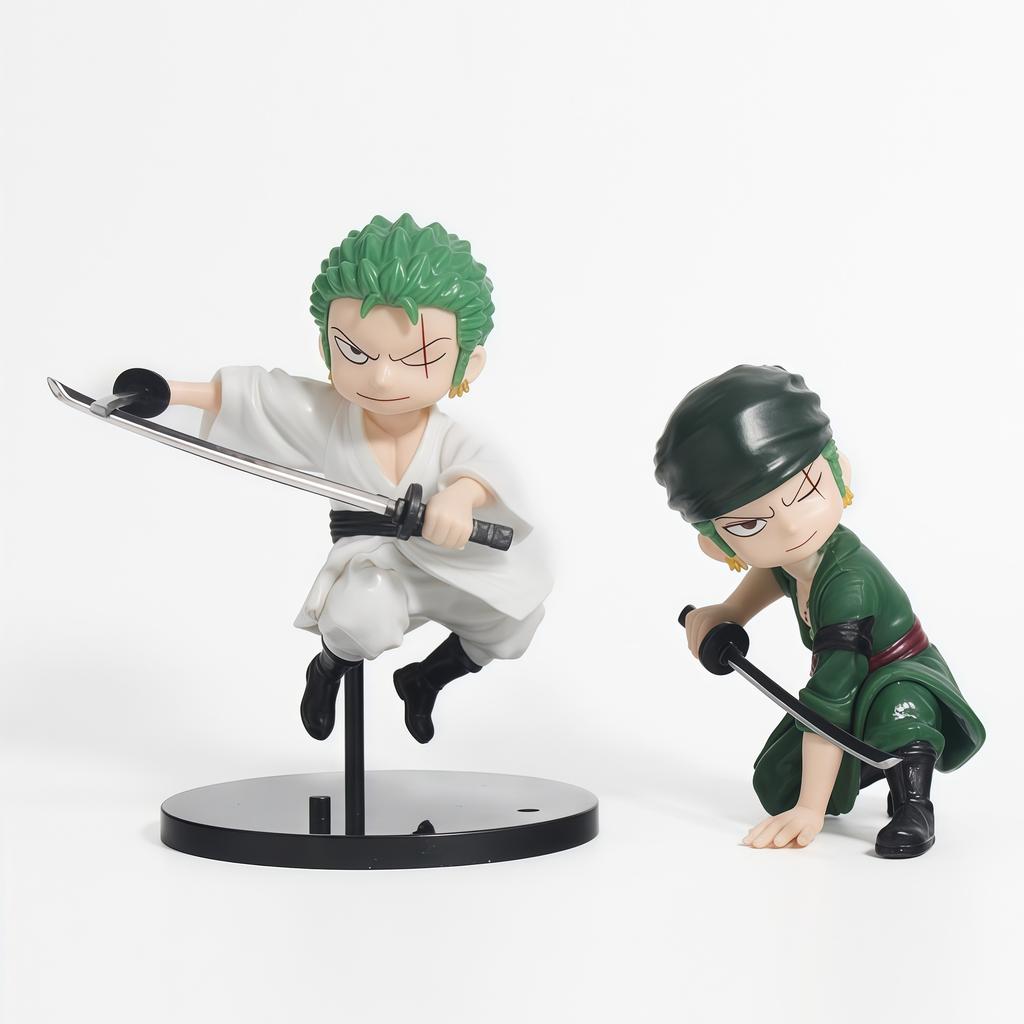 One Piece Anime Merchandise Chibi Zoro Figure Sculpture Three-Sword Style Roronoa Zoro Desktop Car Mount Decoration