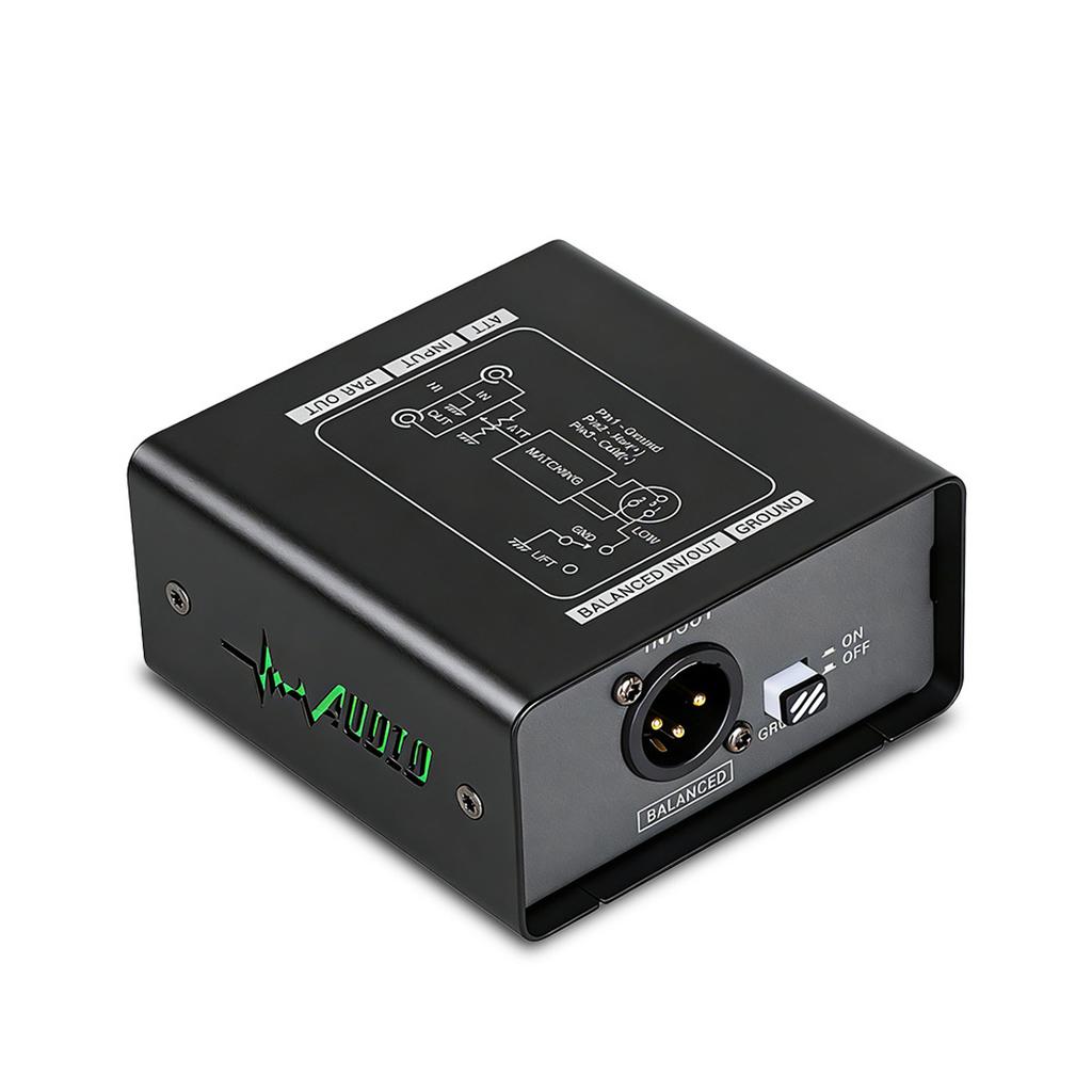Sound Interface Ground Loop Isolator 3 Speed Gain Adjust Portable Signal Isolator Noise Reducer for Microphone Mixer