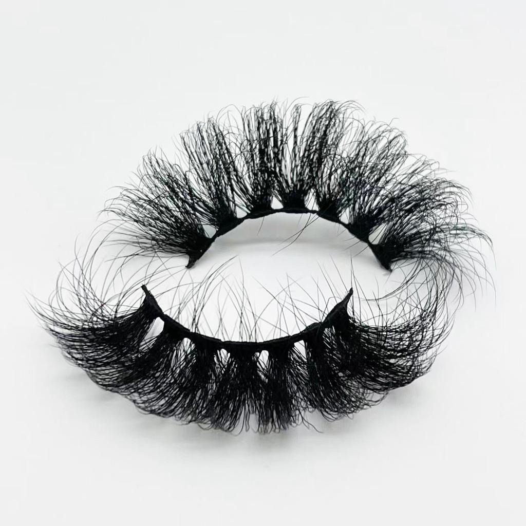 25mm Mink Eyelashes Russian Curly Eyelashes European And American Thick Messy Fried Hair False Eyelashes