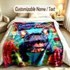Dog Theme Soft Blanket Personalized Custom Name Text Print Warm Blanket Home Sofa Bedroom Decor