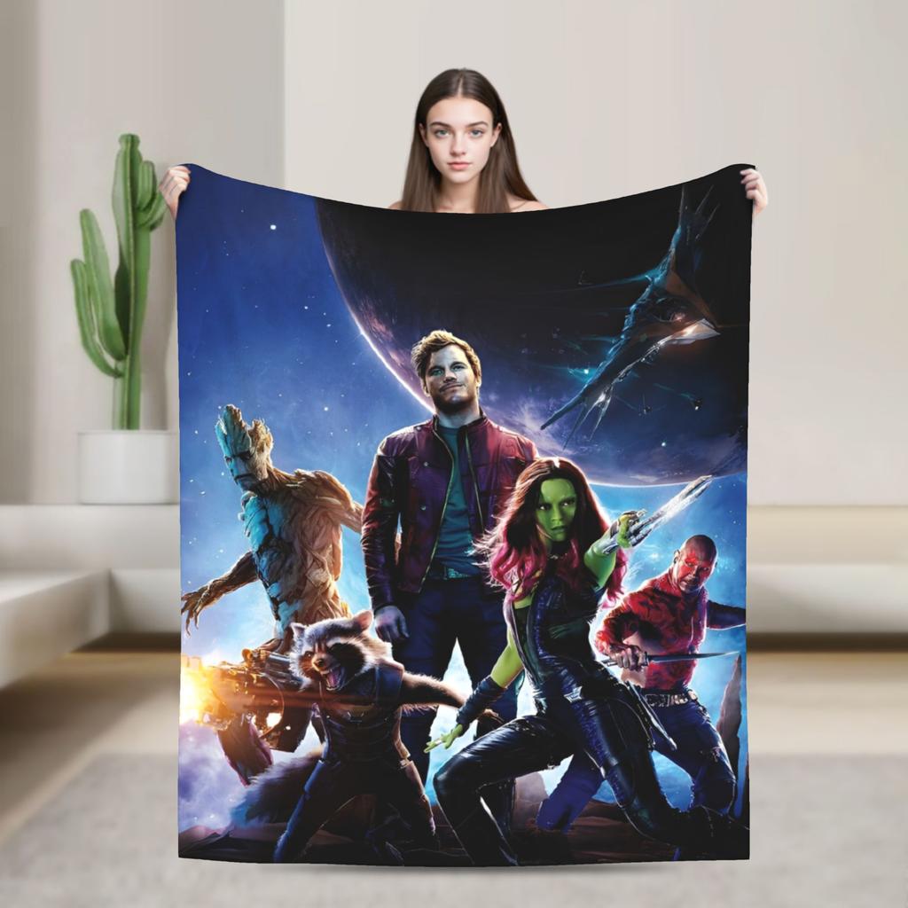 Strážci Galaxie Groot Flanelová Přehozová Deka Rocket Raccoon na Postel Pletená Deka Venkovní Tenká Přenosná Prošívaná Deka