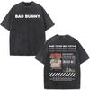 Rapper Bad Bunny Album Cover Washed Vintage T-shirt Debi Tirar Mas Fotos DTMF T Shirts Men Fashion Hip Hop Short Sleeve T-shirts