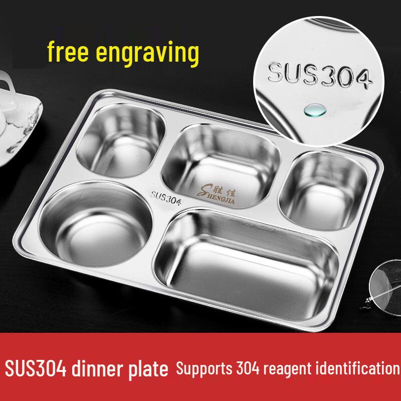Stainless Steel 5-Compartment Divided Meal Tray