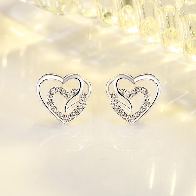 Hot 925 Sterling Silver Earrings Heart Zircon For Women's Wedding Fine fashion Jewelry Accessories Multiple Colors