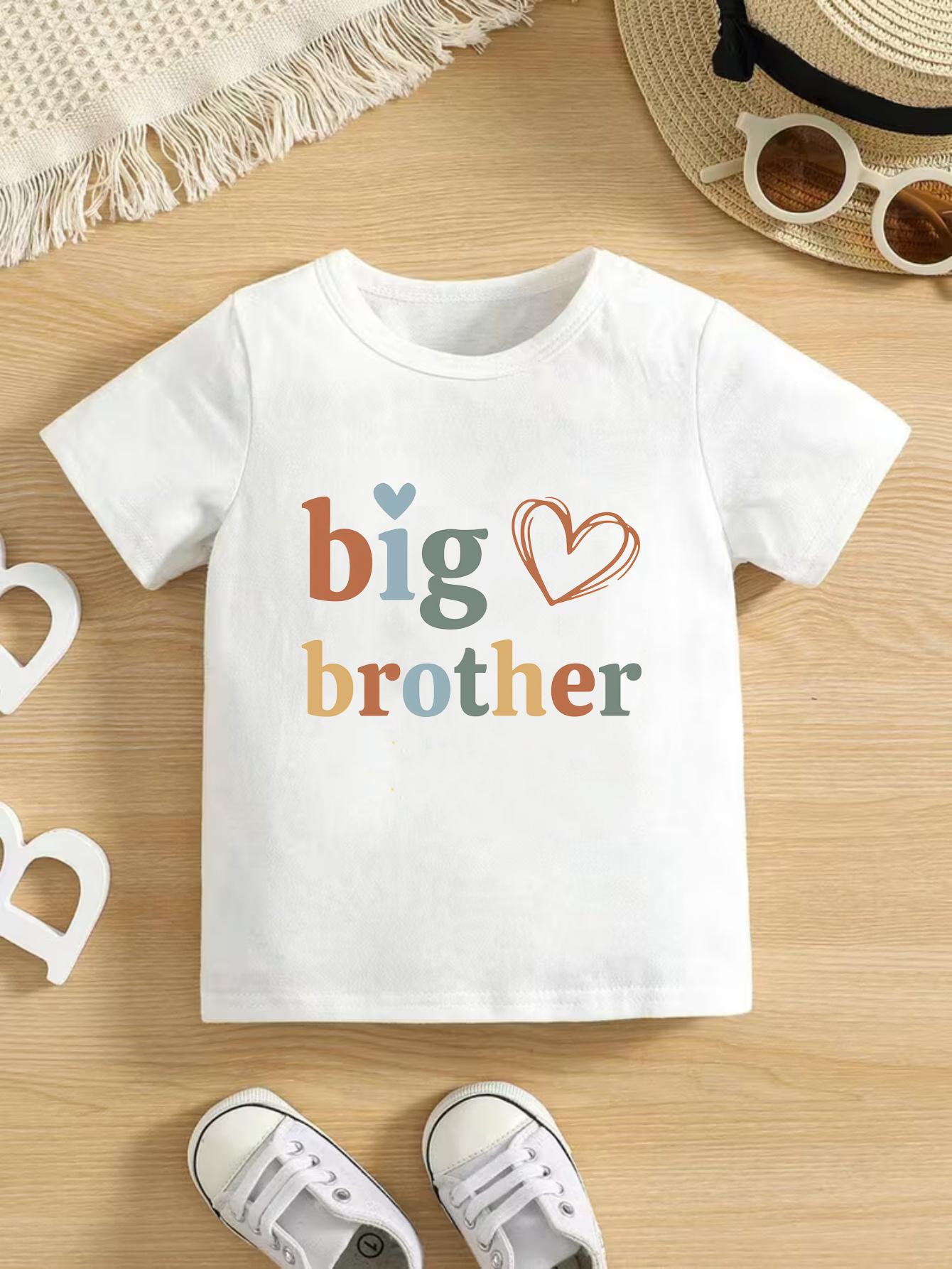 Big Brother Little Brother Colorful Retro Letter Print Boys TShirt A Big Brother Themed Kids Summer Short Sleeve Tshirt 100