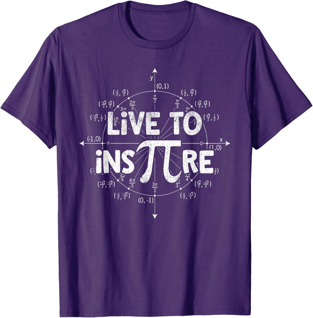 Live to Inspire Pi Symbol Math Teacher Graphic T-Shirt Unisex Casual Short Sleeve Tee